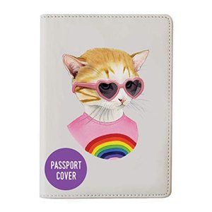 Galison Berkley Bestiary Kitten Cat Sunglasses Rainbow Shirt PASSPORT COVER book